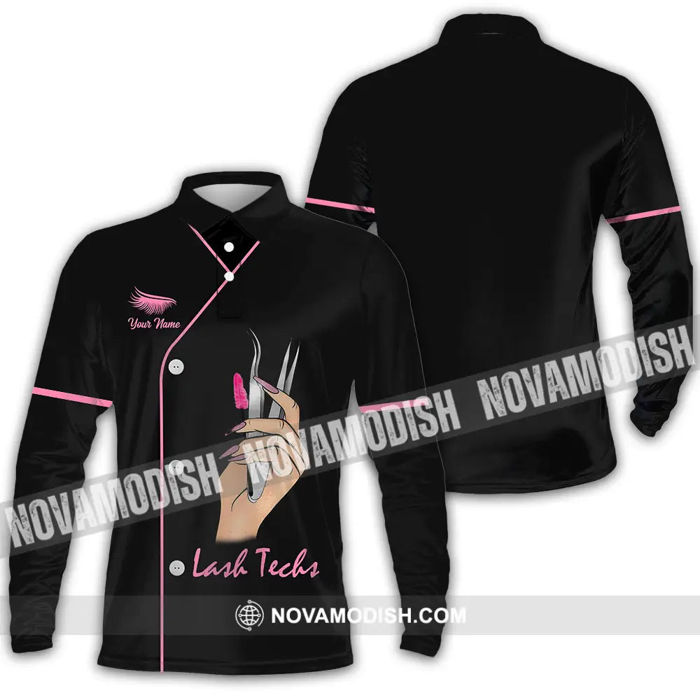 Unisex Shirt - Custom Name Shirt Lash Teaches Long Sleeve Polo / S T-shirt