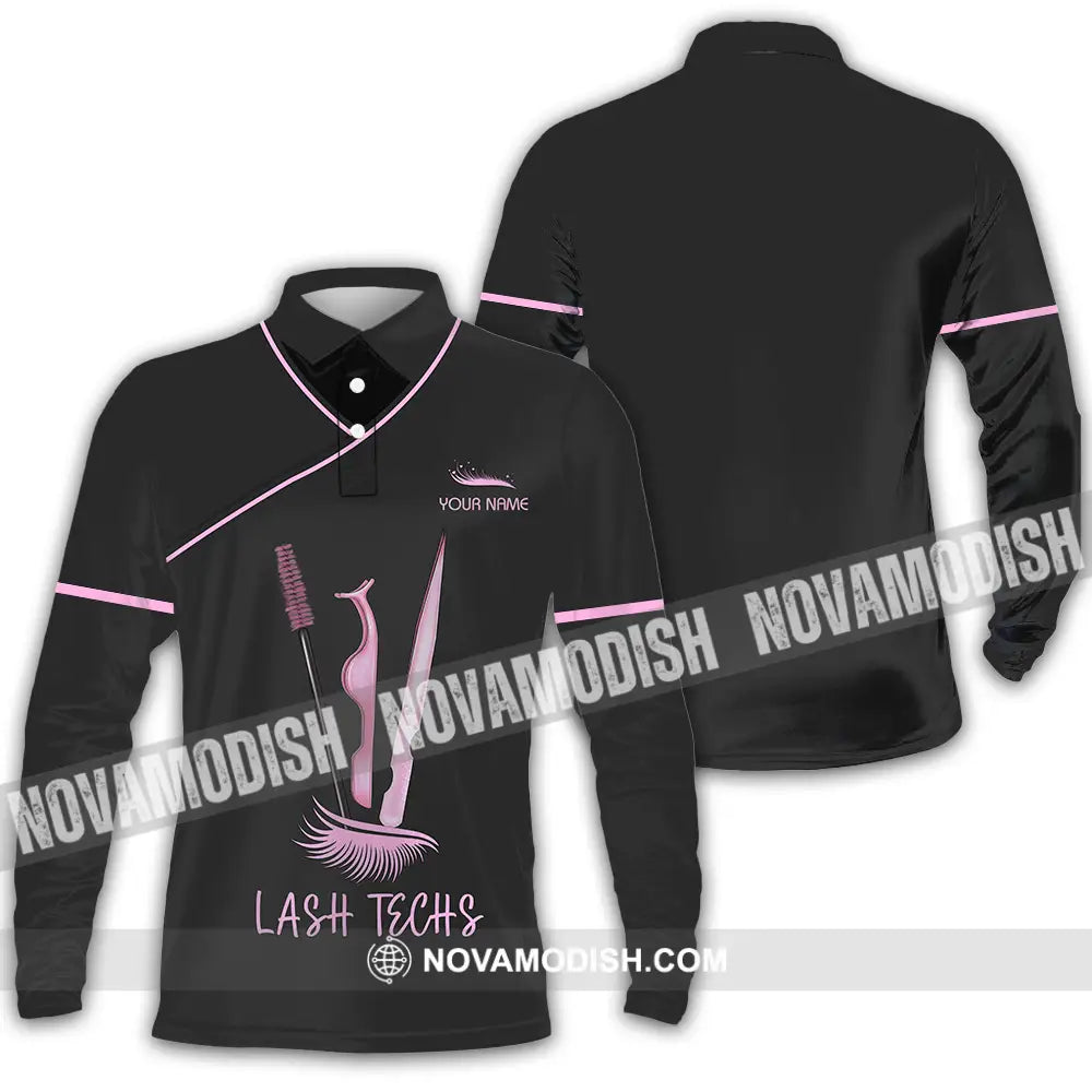 Unisex Shirt - Custom Name Lash Teaches Shirt Long Sleeve Polo / S T-shirt