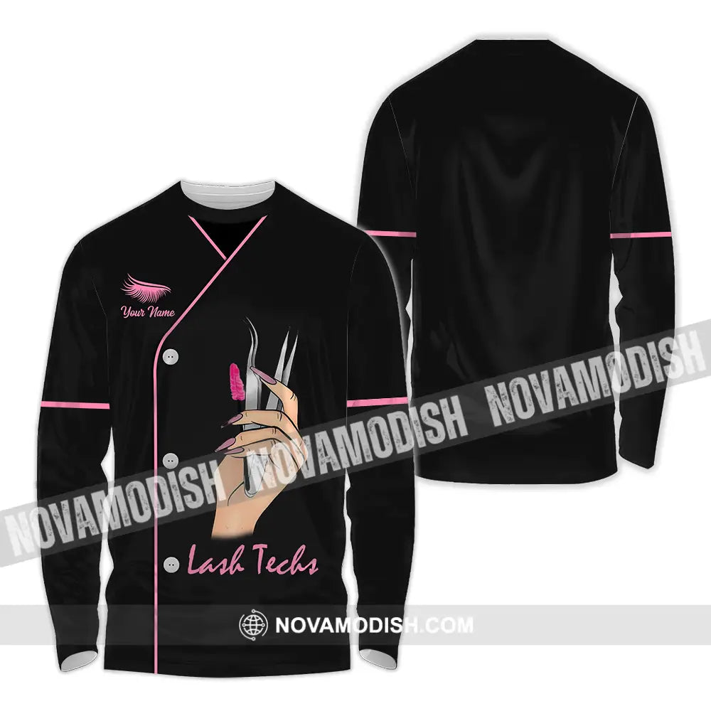 Unisex Shirt - Custom Name Shirt Lash Teaches Long Sleeve Shirt / S T-shirt