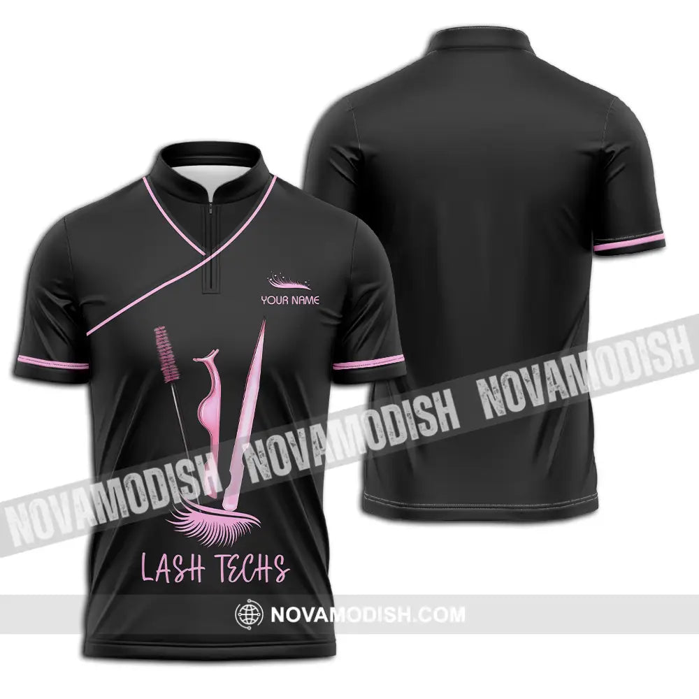 Unisex Shirt - Custom Name Lash Teaches Shirt Zipper Polo Shirt / S T-shirt