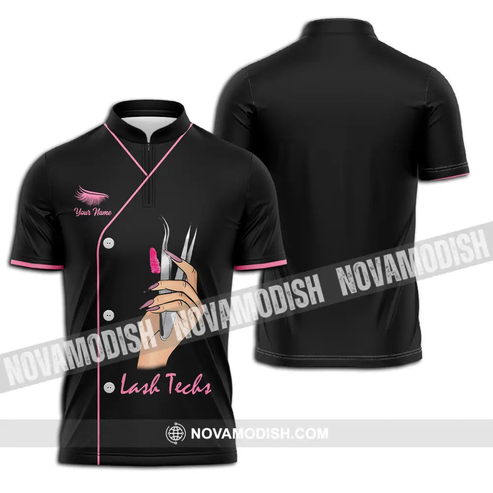 Unisex Shirt - Custom Name Shirt Lash Teaches Zipper Polo Shirt / S T-shirt
