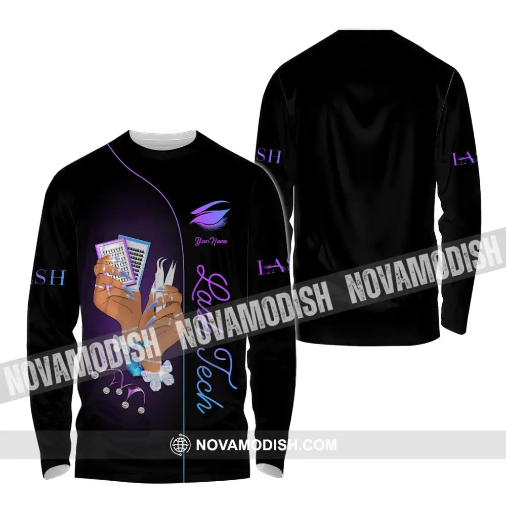 Unisex Shirt - Custom Name Shirt Lash Tech Long Sleeve Shirt / S T-shirt