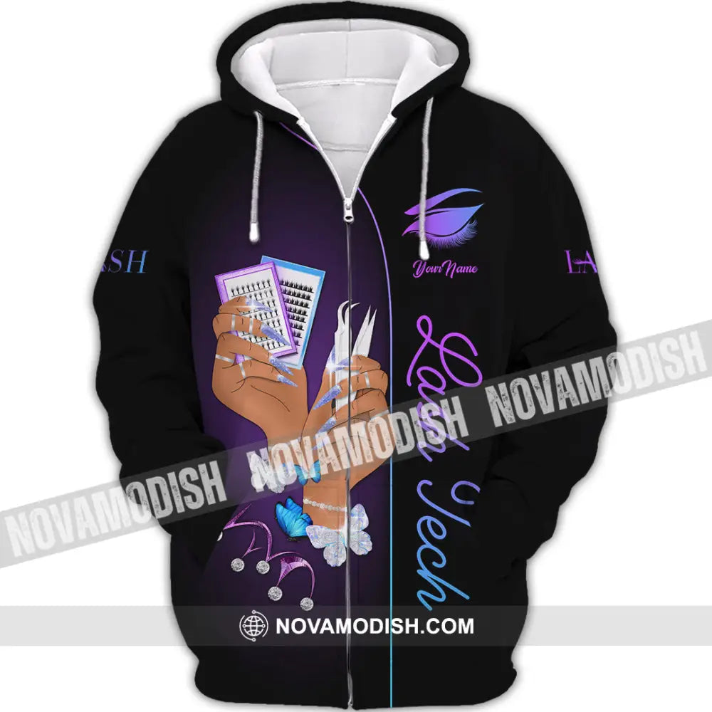 Unisex Shirt - Custom Name Shirt Lash Tech Zipper Hoodie / S T-shirt