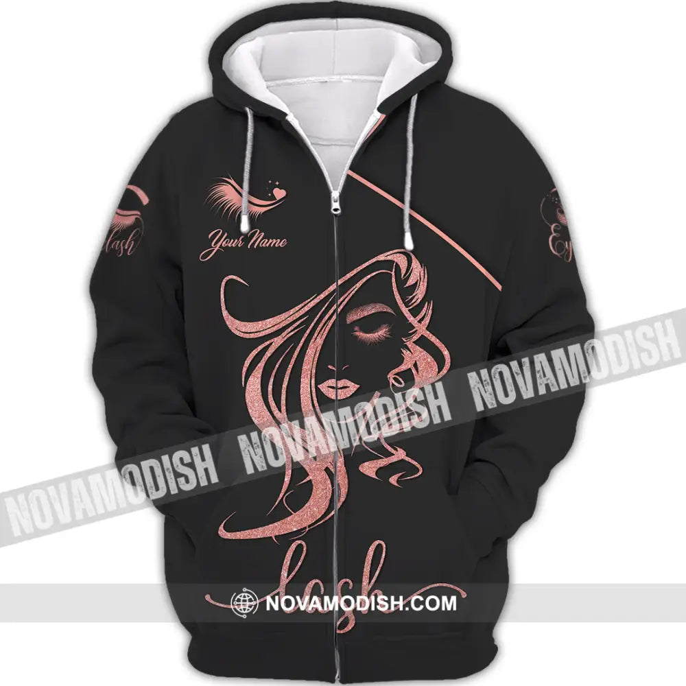 Unisex Shirt - Custom Name Lash Shirt Zipper Hoodie / S T-shirt