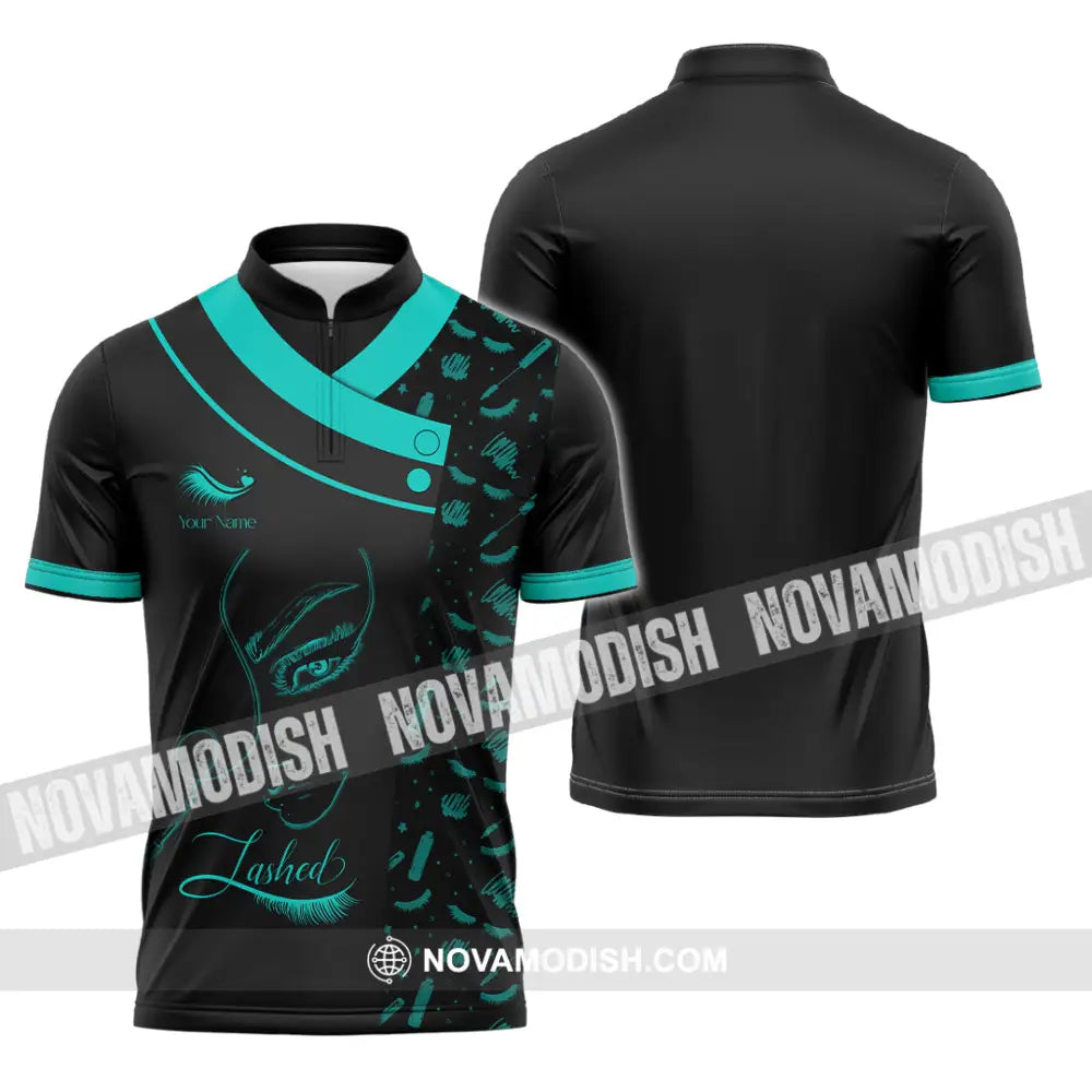 Unisex Shirt - Custom Name Shirt Lashed Zipper Polo Shirt / S T-shirt