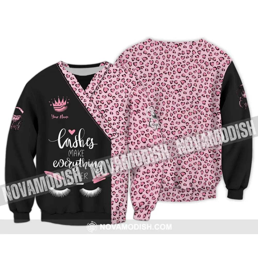 Unisex Shirt - Custom Name Lashes Make Everything Better Shirt Long Sleeve / S T-shirt