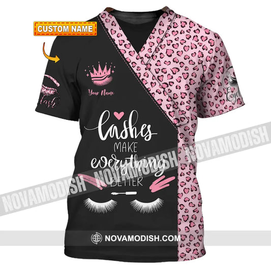 Unisex Shirt - Custom Name Lashes Make Everything Better Shirt T-shirt