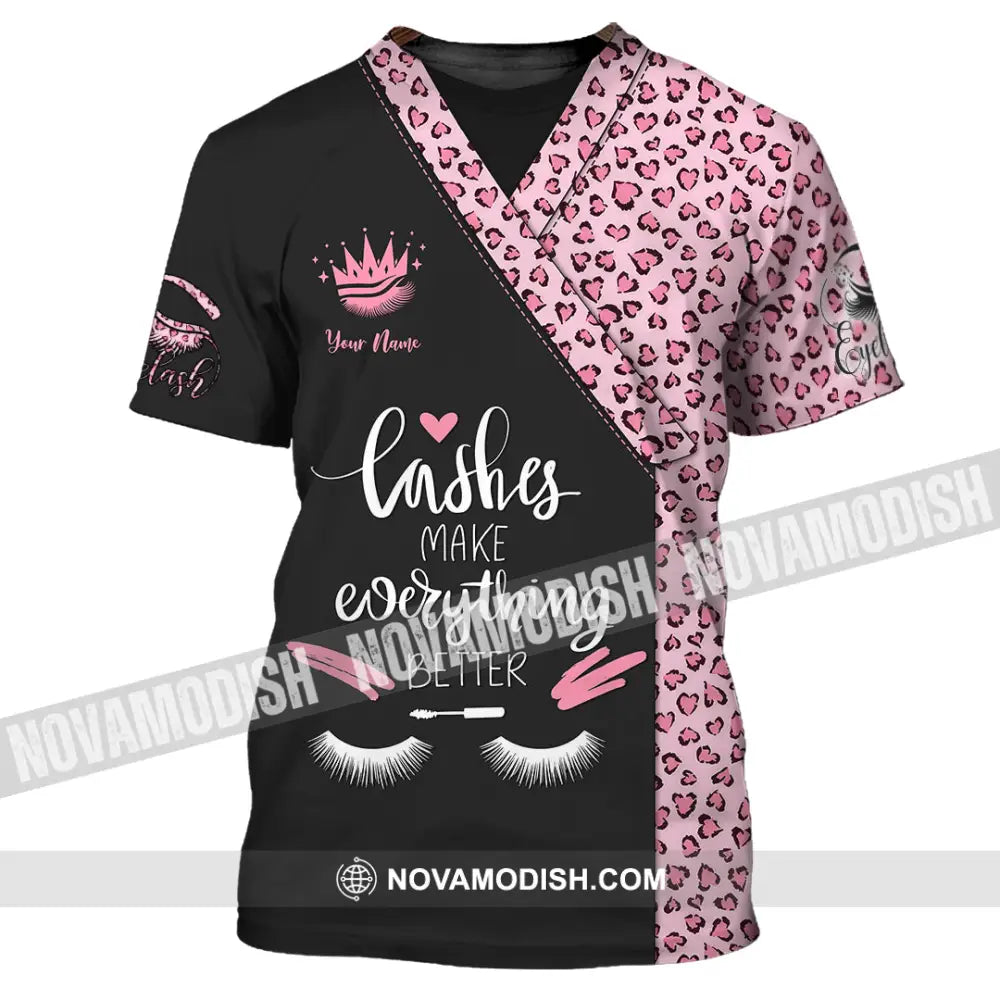 Unisex Shirt - Custom Name Lashes Make Everything Better Shirt T-Shirt / S T-shirt