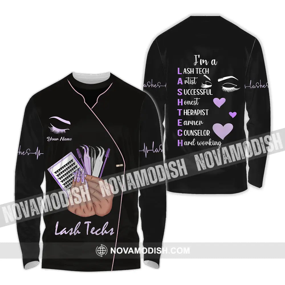 Unisex Shirt - Custom Name Shirt Lashes Teaching Long Sleeve Shirt / S T-shirt