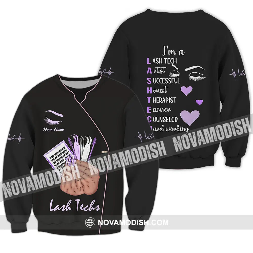Unisex Shirt - Custom Name Shirt Lashes Teaching Long Sleeve / S T-shirt