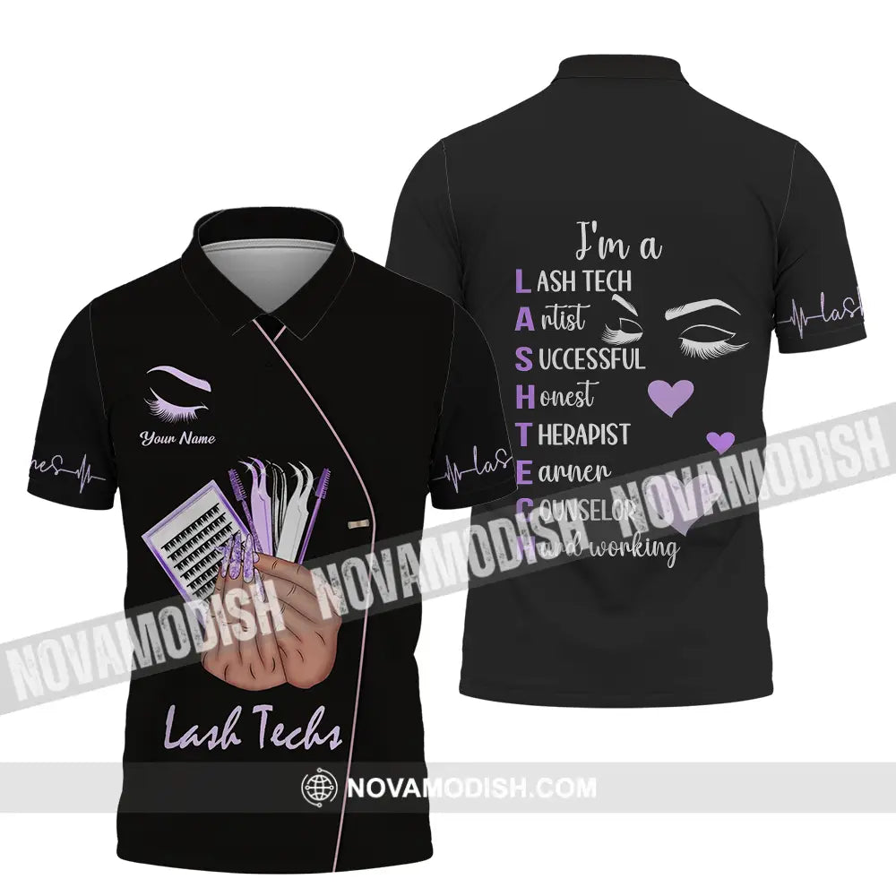 Unisex Shirt - Custom Name Shirt Lashes Teaching Polo Shirt / S T-shirt