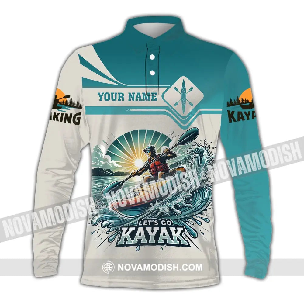 Unisex Shirt - Custom Name Let Go Kayak Long Sleeve Polo / S T-Shirt