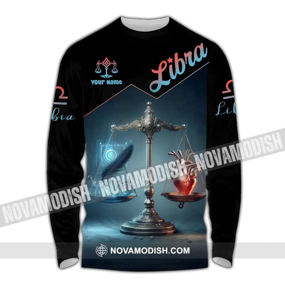 Unisex Shirt - Custom Name Libra Long Sleeve / S T-Shirt