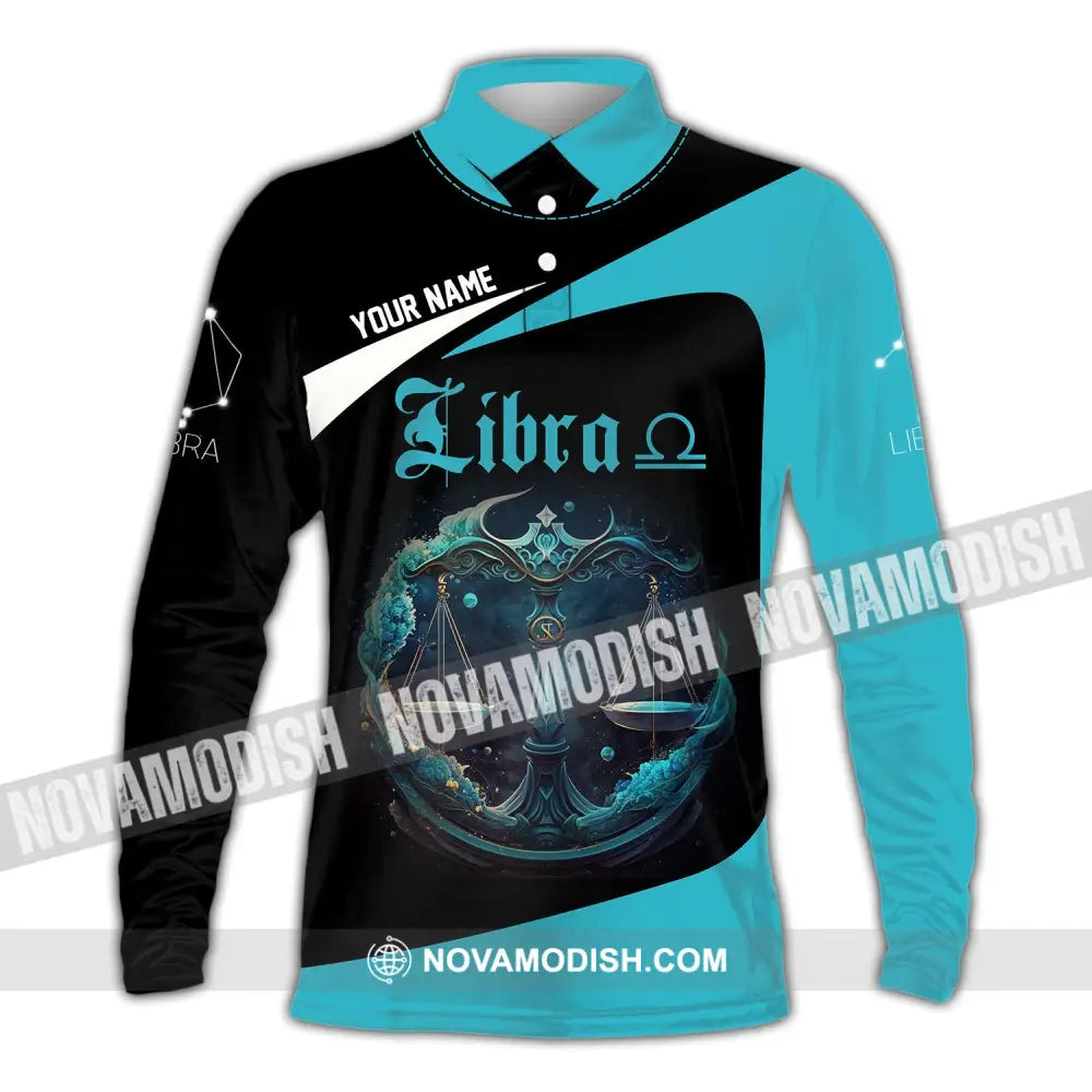 Unisex Shirt Custom Name Libra Zodiac Polo Long Sleeve Apparel Gift For / S T-Shirt