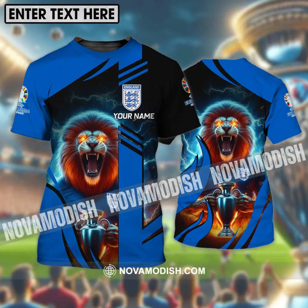 Unisex Shirt - Custom Name Lion And Cup England Euro 2024 Team T-shirt