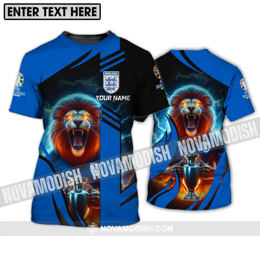 Unisex Shirt - Custom Name Lion And Cup England Euro 2024 Team T-Shirt / S T-shirt