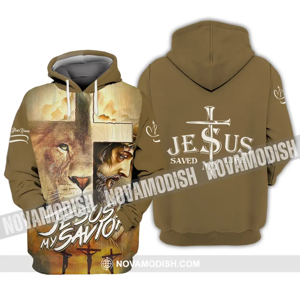 Unisex Shirt - Custom Name Lion Shirt Jesus Saved My Life Hoodie / S T-shirt