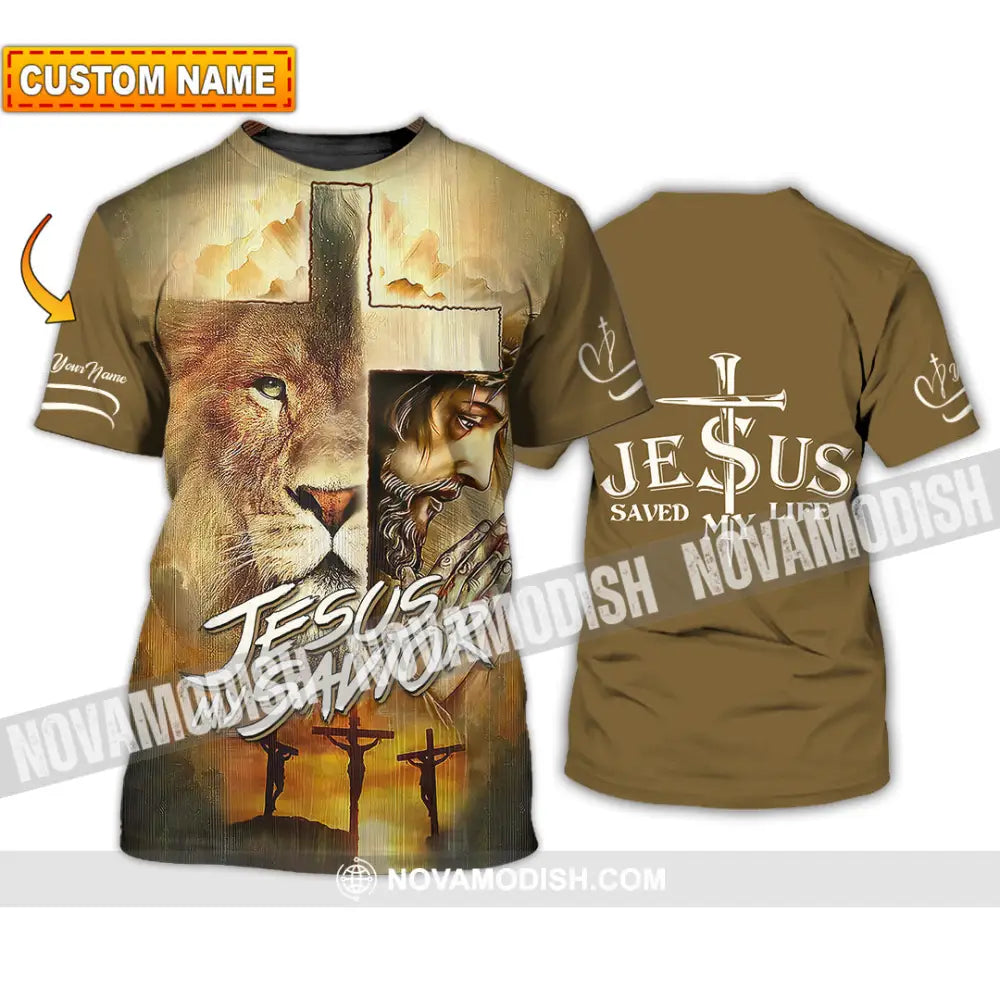 Unisex Shirt - Custom Name Lion Shirt Jesus Saved My Life T-shirt