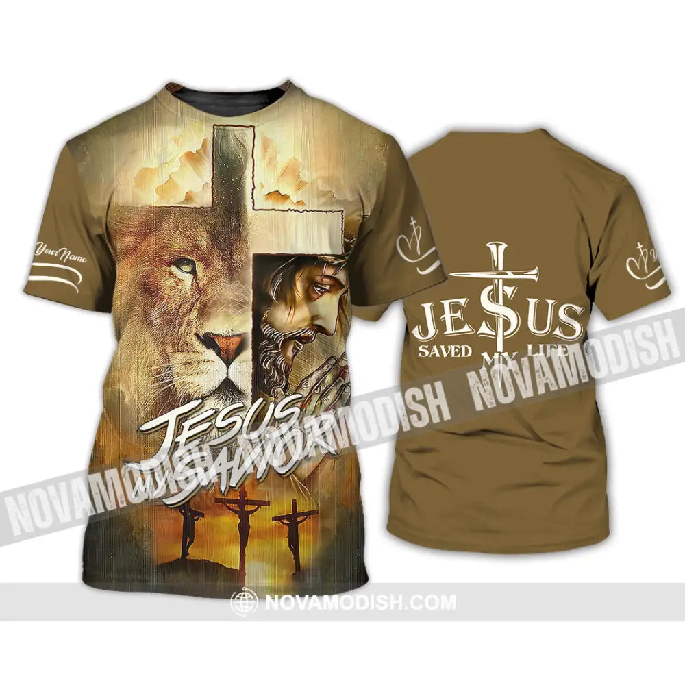 Unisex Shirt - Custom Name Lion Shirt Jesus Saved My Life T-Shirt / S T-shirt