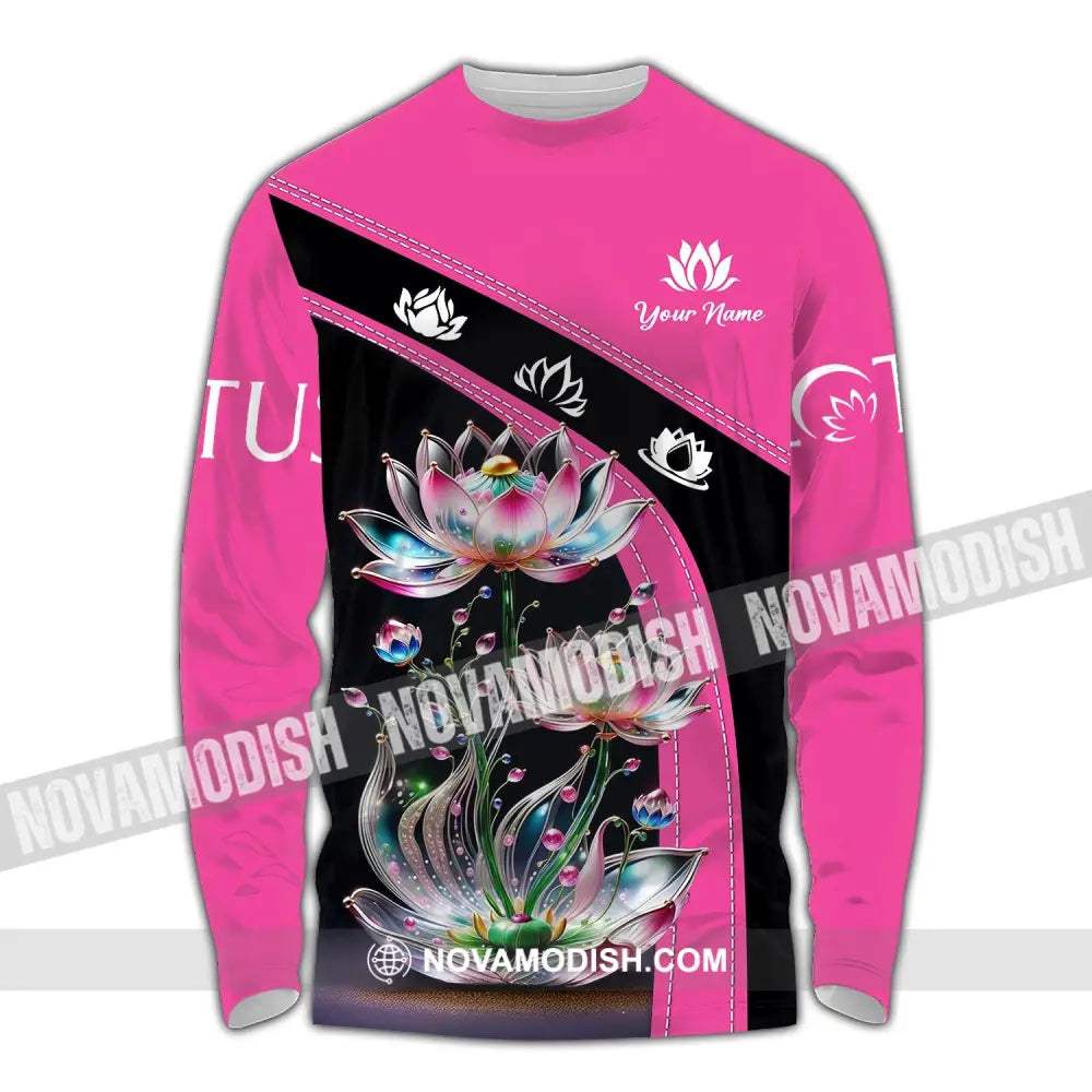 Unisex Shirt - Custom Name Lotus Long Sleeve / S T-Shirt