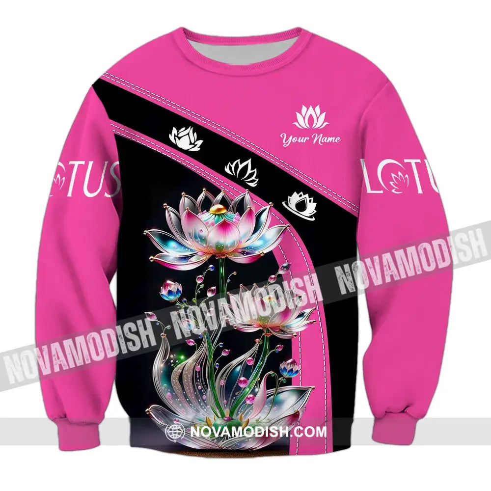 Unisex Shirt - Custom Name Lotus Long Sleeve / S T-Shirt