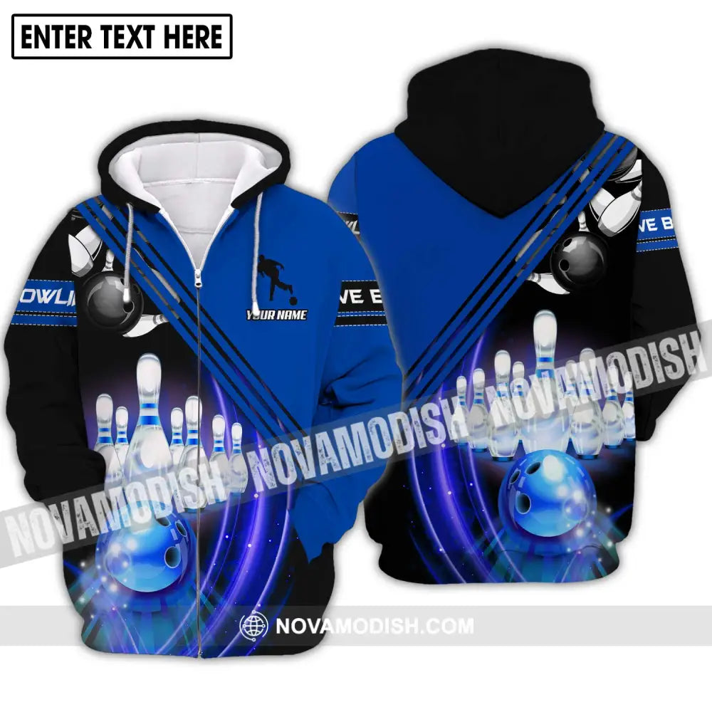 Unisex Shirt - Custom Name Shirt Love Bowling Shirt Zipper Hoodie / S T-shirt