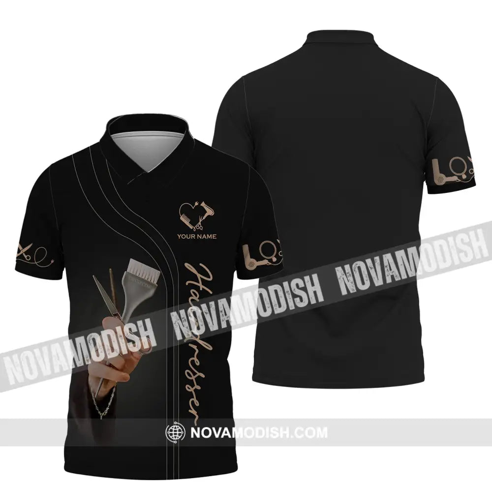 Unisex Shirt - Custom Name Shirt - LOVE Gift For Hairdresser Polo Shirt / S T-shirt