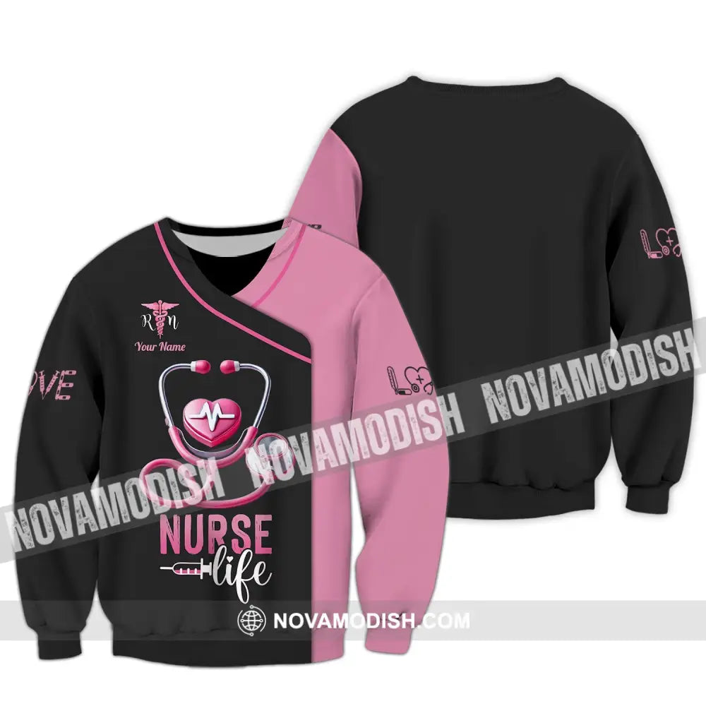 Unisex Shirt - Custom Name Love Nurse Life Long Sleeve / S T-Shirt