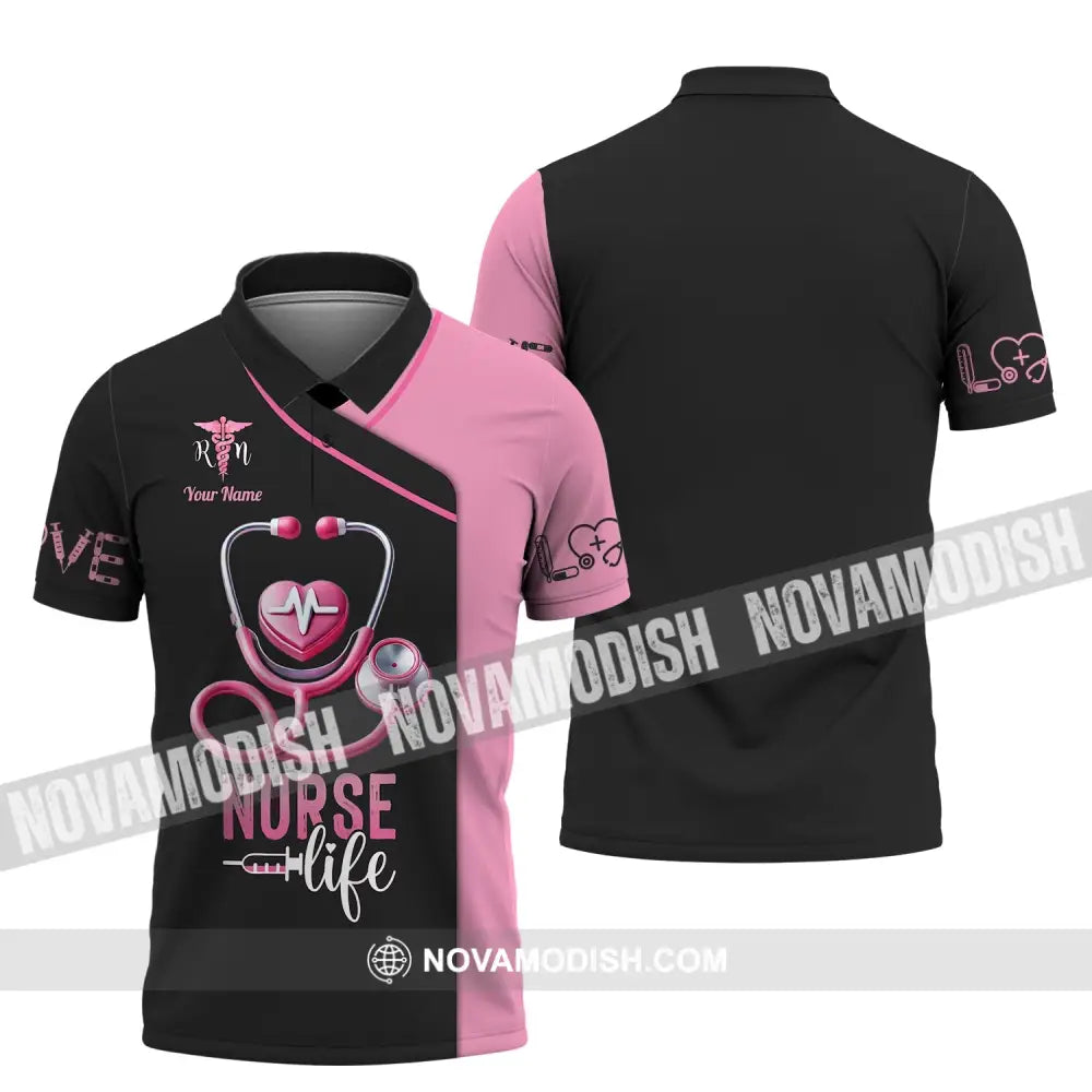 Unisex Shirt - Custom Name Love Nurse Life Polo / S T-Shirt