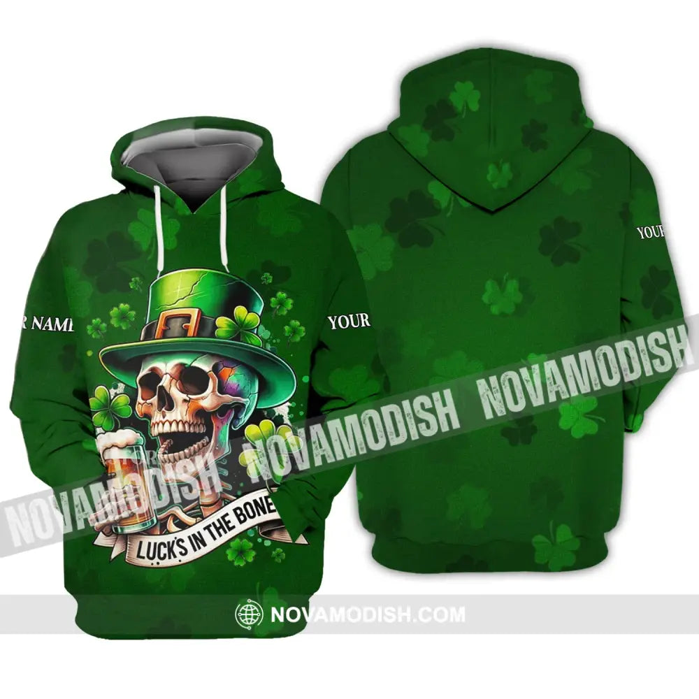 Unisex Shirt - Custom Name Shirt - Lucks In The Bones Happy Saint Patrick’s Day Hoodie / S T-shirt