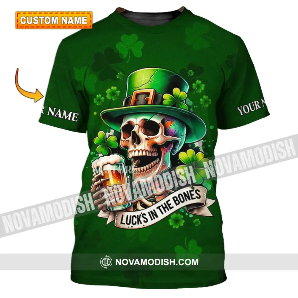 Unisex Shirt - Custom Name Shirt - Lucks In The Bones Happy Saint Patrick’s Day T-shirt