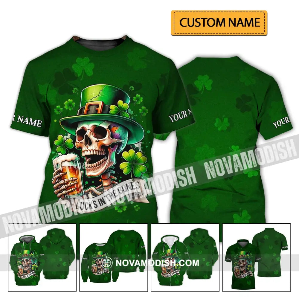 Unisex Shirt - Custom Name Shirt - Lucks In The Bones Happy Saint Patrick’s Day T-shirt