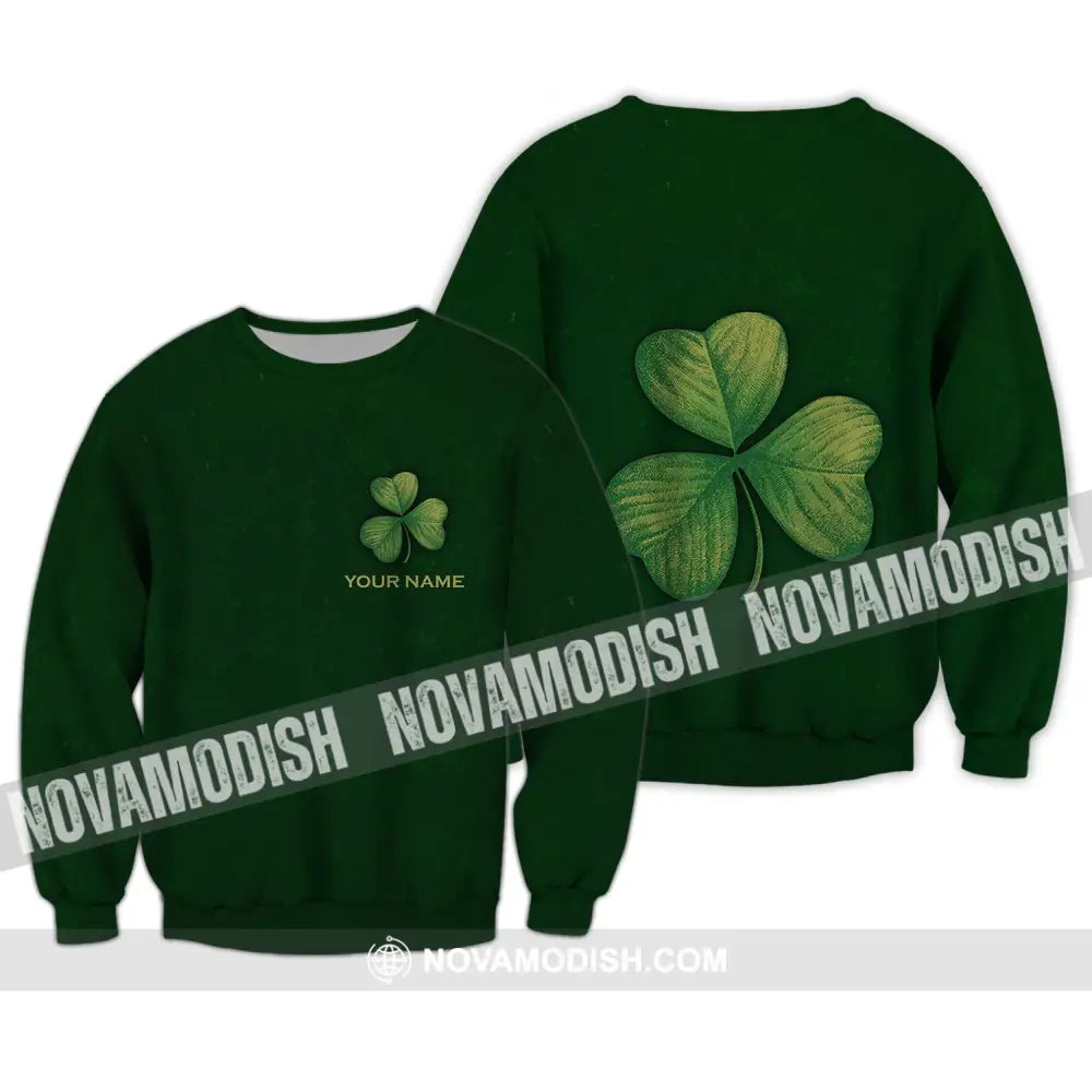 Unisex Shirt - Custom Name Shirt - Lucky Clover Happy Saint Patrick’s Day Long Sleeve / S T-shirt