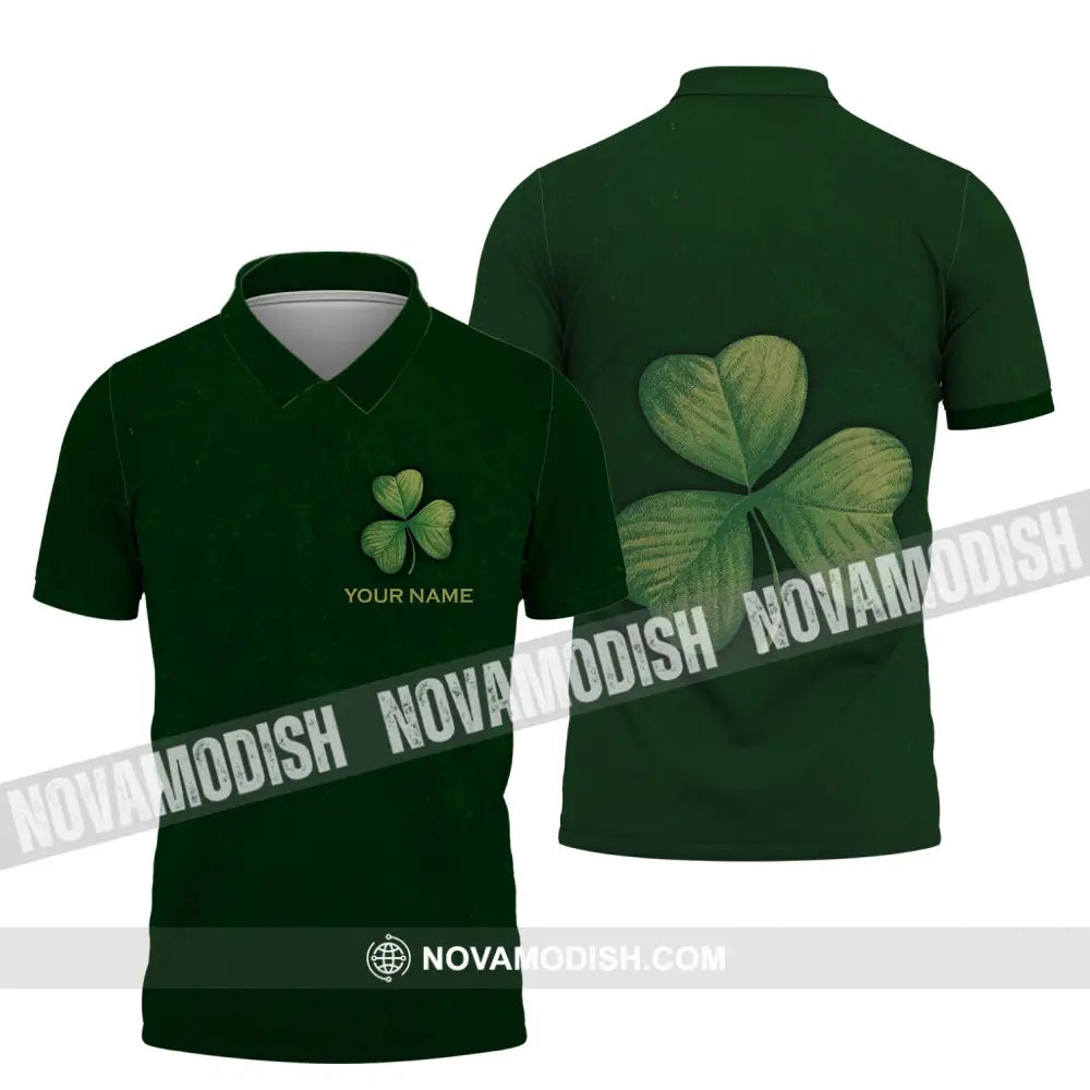 Unisex Shirt - Custom Name Shirt - Lucky Clover Happy Saint Patrick’s Day Polo Shirt / S T-shirt
