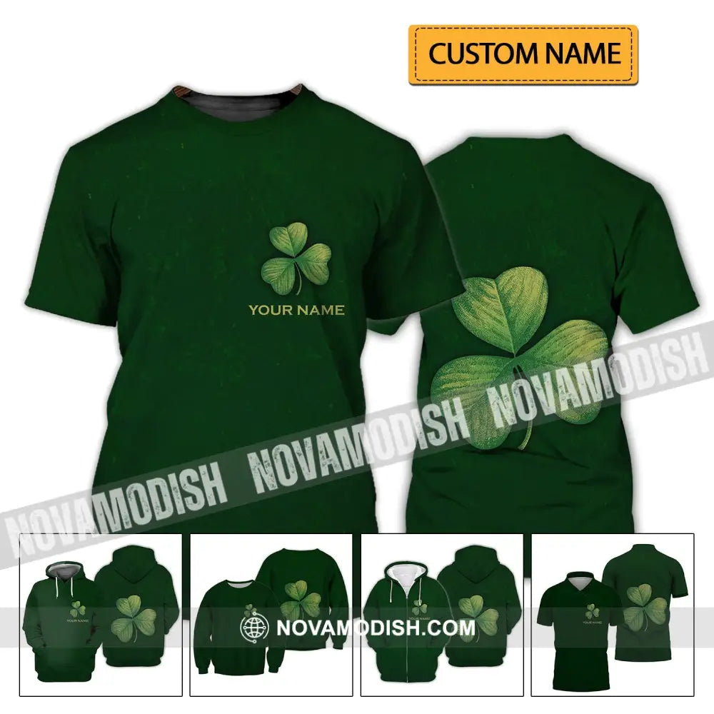 Unisex Shirt - Custom Name Shirt - Lucky Clover Happy Saint Patrick’s Day T-shirt