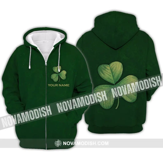 Unisex Shirt - Custom Name Shirt - Lucky Clover Happy Saint Patrick’s Day Zipper Hoodie / S T-shirt