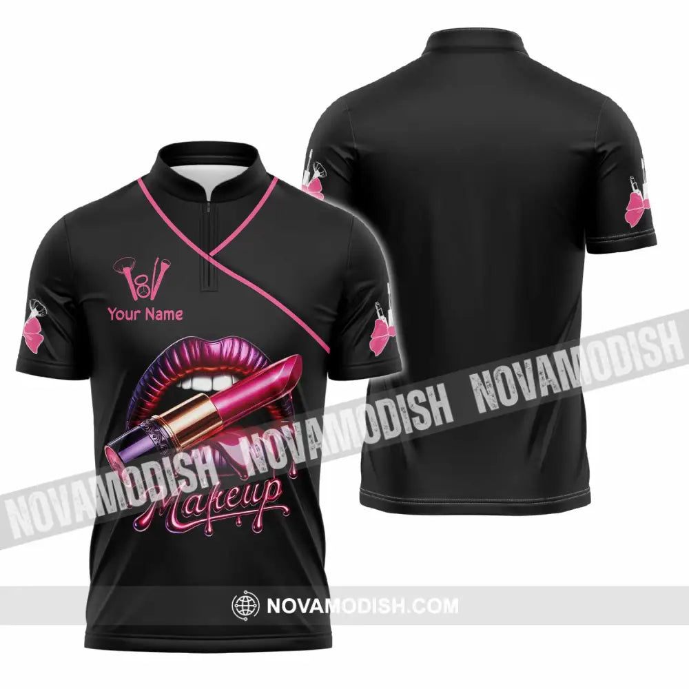 Unisex Shirt Custom Name Make Up Artist T-Shirt Gift Zipper Polo / S T-Shirt