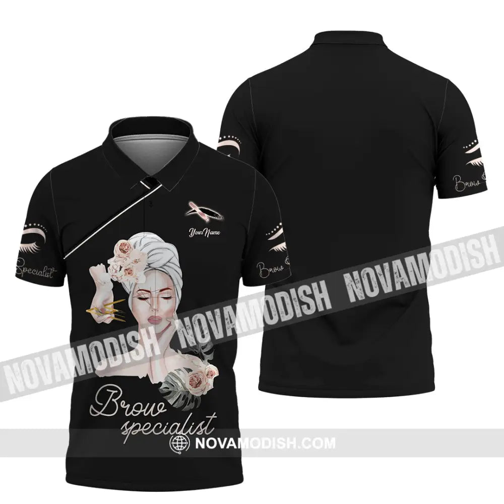 Unisex Shirt Custom Name Makeup Artist Brow Specialist Beauty Salon T-Shirt Polo / S T-Shirt