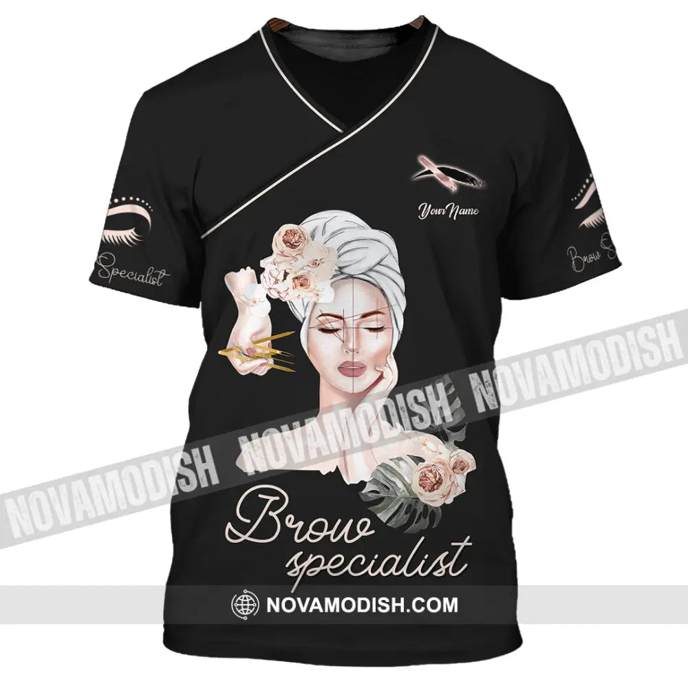 Unisex Shirt Custom Name Makeup Artist Brow Specialist Beauty Salon T-Shirt / S T-Shirt