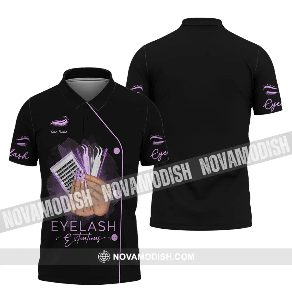 Unisex Shirt Custom Name Makeup Artist Eyelash Extension Beauty Salon T-Shirt Polo / S T-Shirt