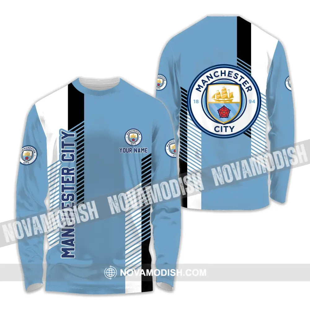 Unisex Shirt - Custom Name Manchester City Shirt Long Sleeve Shirt / S T-shirt