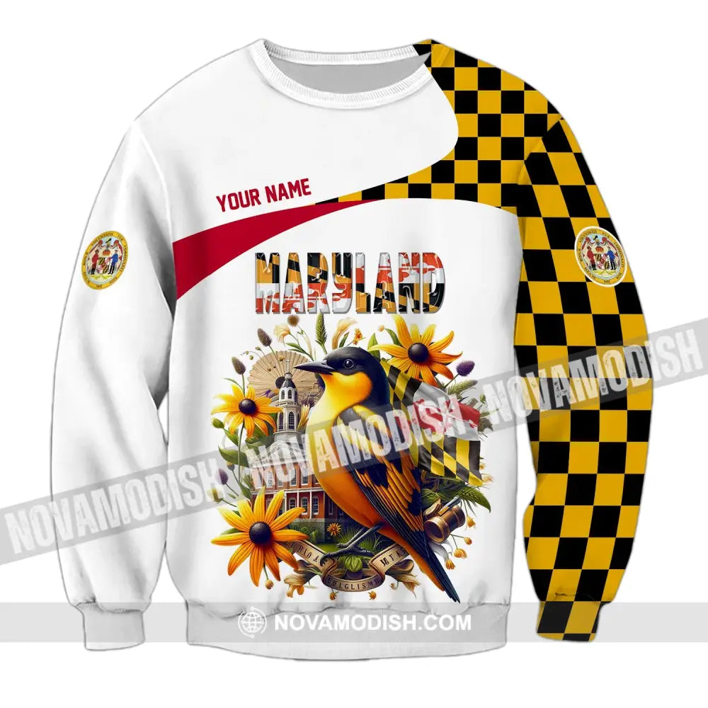 Unisex Shirt Custom Name Maryland Polo Long Sleeve Gift / S T-Shirt