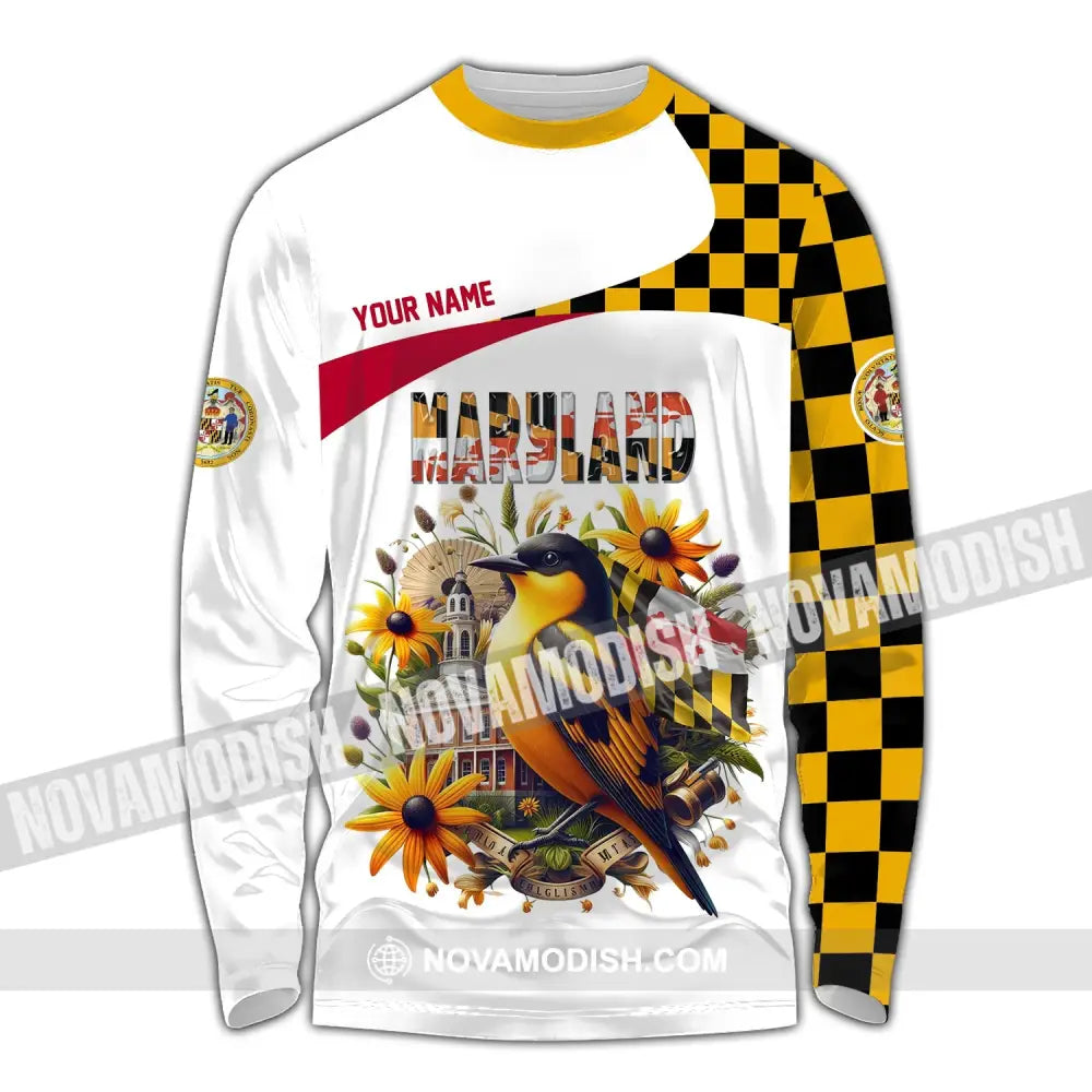 Unisex Shirt Custom Name Maryland Polo Long Sleeve Gift / S T-Shirt