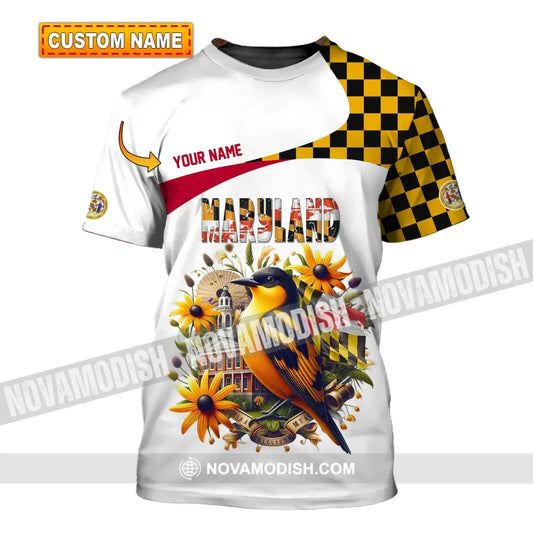 Unisex Shirt Custom Name Maryland Polo Long Sleeve Gift T-Shirt