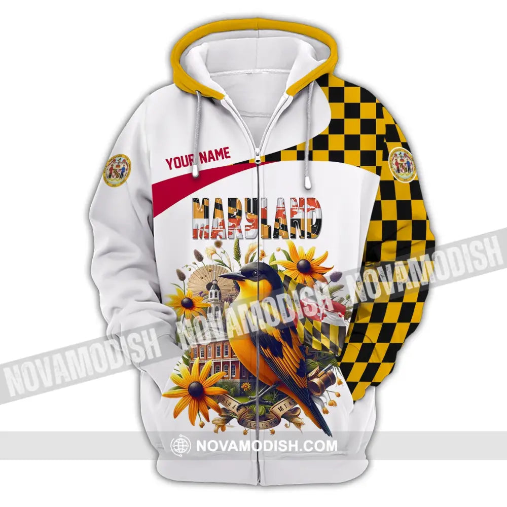 Unisex Shirt Custom Name Maryland Polo Long Sleeve Gift Zipper Hoodie / S T-Shirt