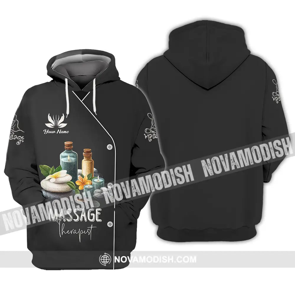 Unisex Shirt - Custom Name Massage Therapist Shirt Black Hoodie / S T-shirt