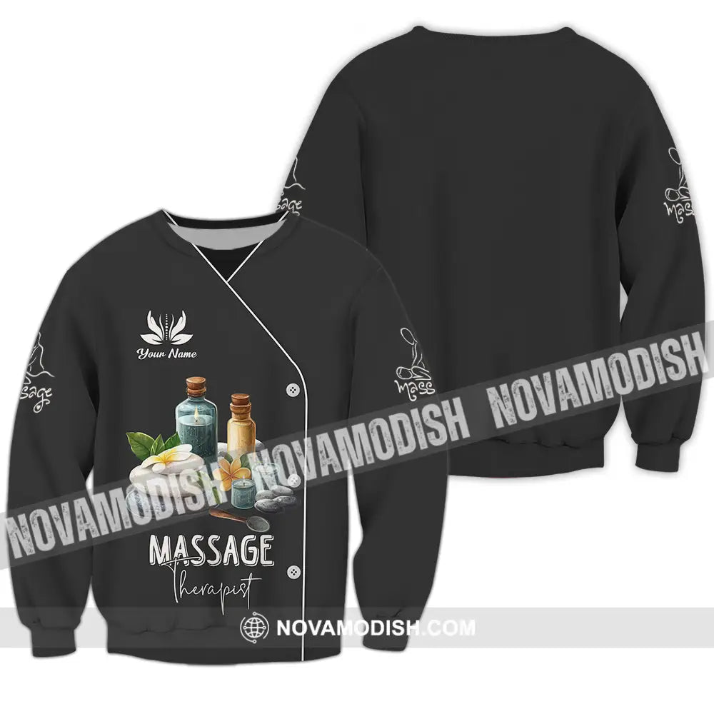 Unisex Shirt - Custom Name Massage Therapist Shirt Black Long Sleeve / S T-shirt
