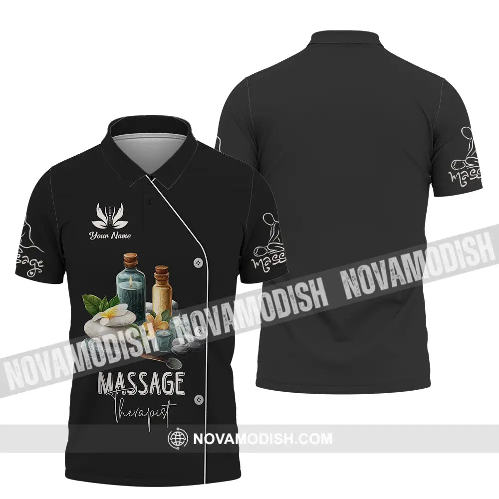 Unisex Shirt - Custom Name Massage Therapist Shirt Black Polo Shirt / S T-shirt