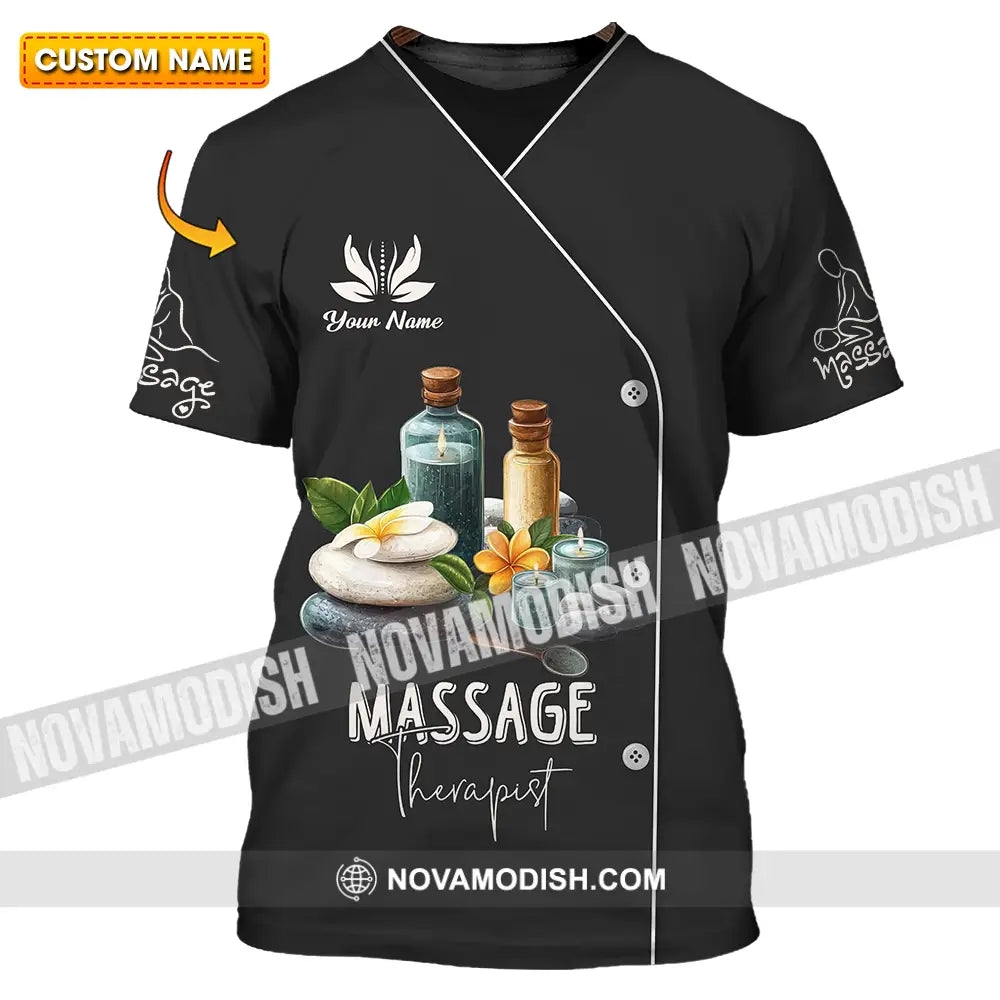 Unisex Shirt - Custom Name Massage Therapist Shirt Black T-shirt