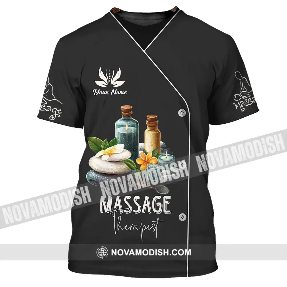 Unisex Shirt - Custom Name Massage Therapist Shirt Black T-Shirt / S T-shirt